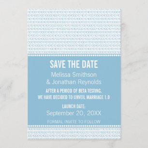 Geek Chic Binary Save the Date einladen, Blue