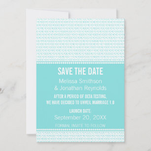 Geek Chic Binary Save the Date Invite, Aqua