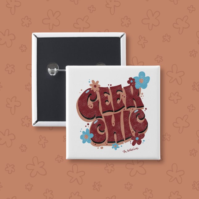 Geek-Chic-Handschrift-Blumen-Textdesign Button (Von Creator hochgeladen)