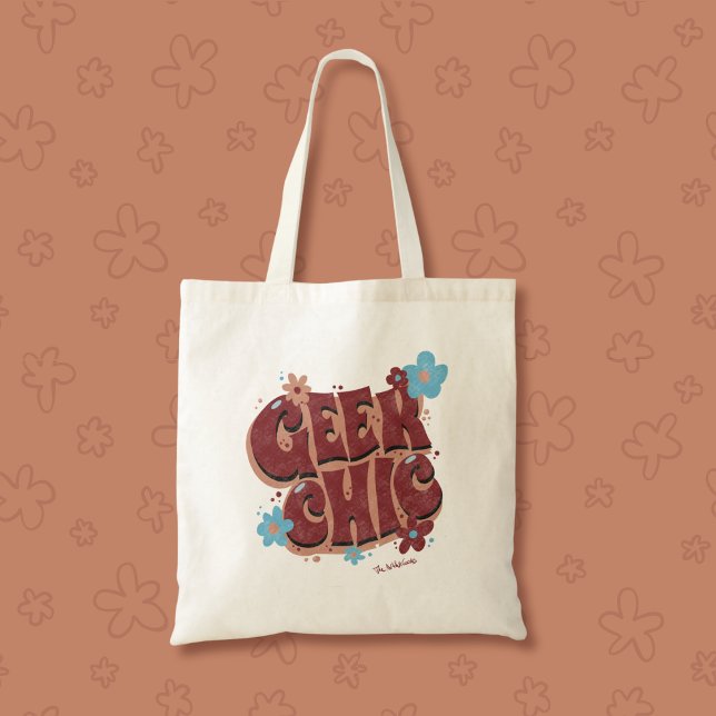 Geek Chic Handschrift gezeichneter Blumentext-Desi Tragetasche (Von Creator hochgeladen)