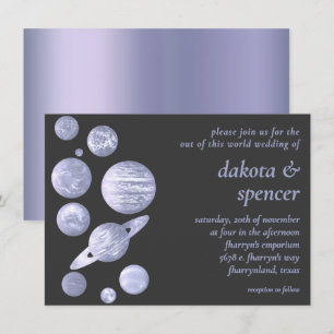 Geek Chic Wedding Dusty Lavender Lila Planeten Einladung