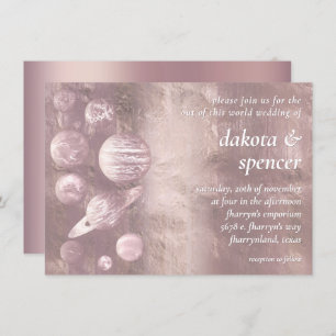 Geek Chic Wedding   Dusty Mauve Blush Pink Planets Einladung