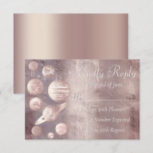 Geek Chic Wedding Kupfer-Rose-Goldplanen RSVP Karte