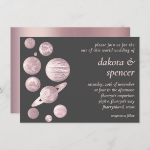 Geek Chic Wedding   Mauve Pink Grey Solar System Einladung