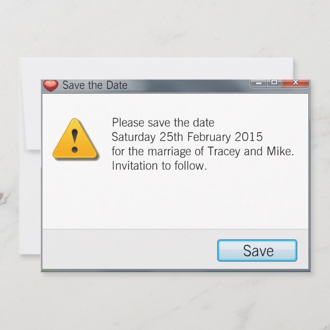 Geek-Fehlermeldung Save the Date Einladung grau (Vorderseite)