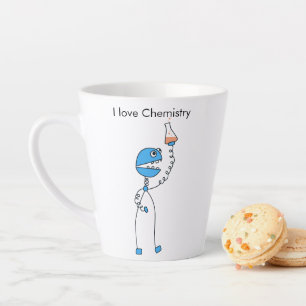 Geek Funny Cartoon Robot Chemist I Liebe Chemie Milchtasse