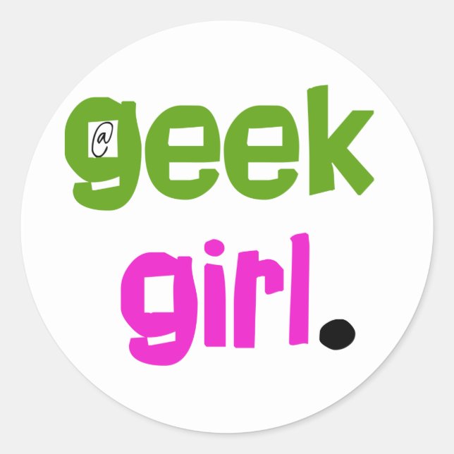 Geek Girl Runder Aufkleber (Vorderseite)