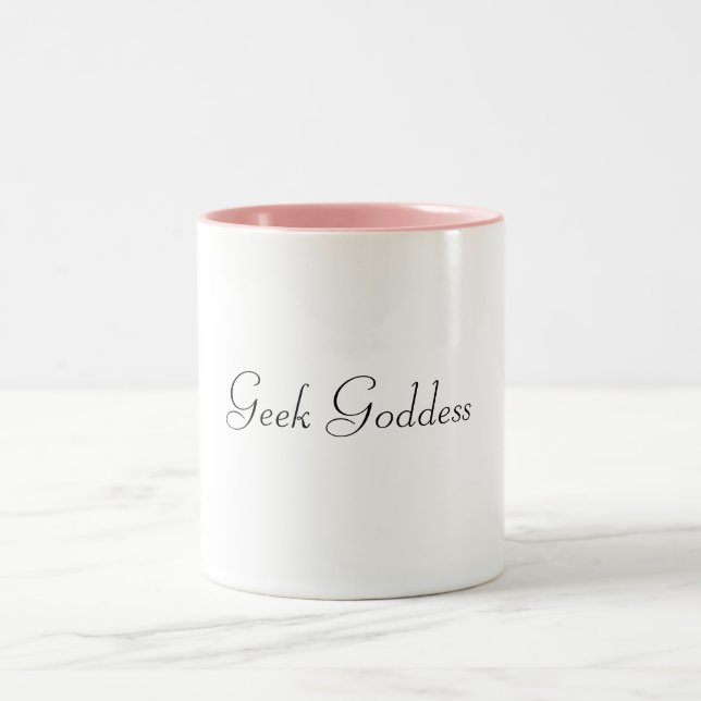 Geek-Göttinrosa-Tasse Zweifarbige Tasse (Mittel)
