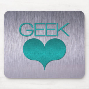 Geek Liebe (Herz) Mousepad, Türkis Mousepad