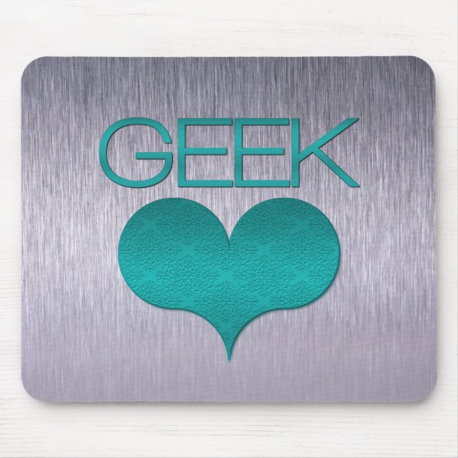 Geek Liebe (Herz) Mousepad, Türkis Mousepad (Vorne)