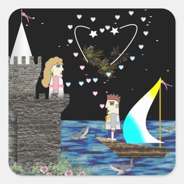 Geek Liebe Old Game School Custom Quadratischer Aufkleber (Vorderseite)