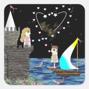 Geek Liebe Old Game School Custom Quadratischer Aufkleber