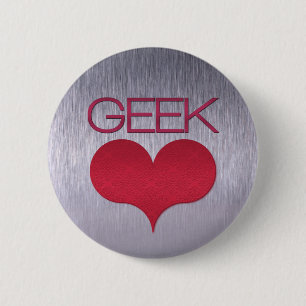 Geek Love (Herz) Knopf, dunkles Pink Button