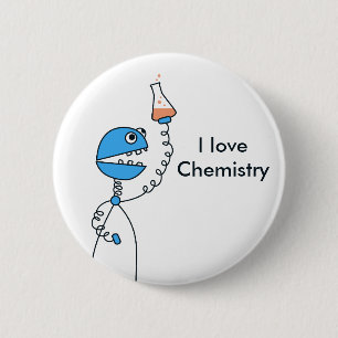 Geek-lustige Cartoon-Roboter-Liebe-Chemie Button