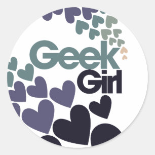 Geek-Mädchen Runder Aufkleber