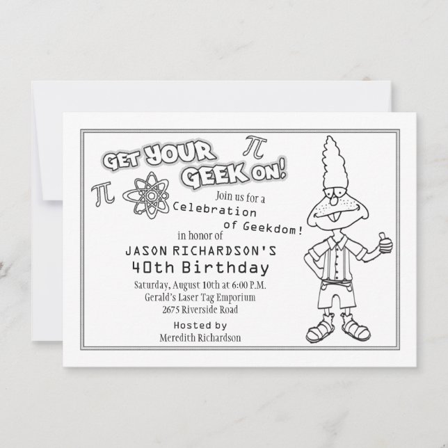 Geek Nerd 40. Geburtstagsfeier Party Einladung (Vorderseite)