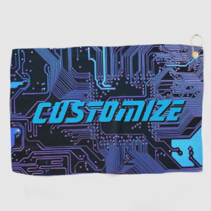 Geek Out Custom PCB Blue Electronic Circuit Board Golfhandtuch