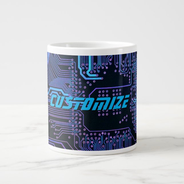 Geek Out Custom PCB Blue Electronic Circuit Board Jumbo-Tasse (Vorderseite)
