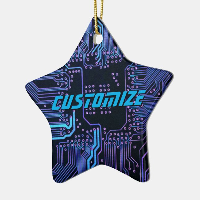 Geek Out Custom PCB Blue Electronic Circuit Board Keramik Ornament (Links)