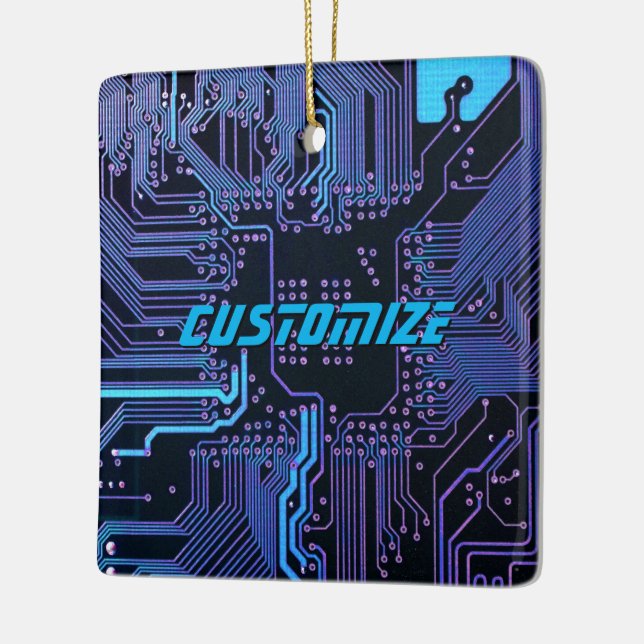 Geek Out Custom PCB Blue Electronic Circuit Board Keramikornament (Links)