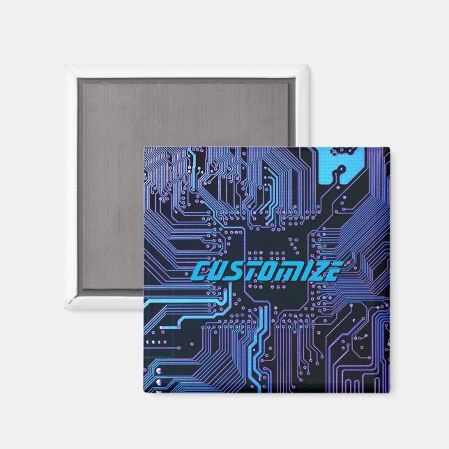 Geek Out Custom PCB Blue Electronic Circuit Board Magnet (Vorderseite/Rückseite)
