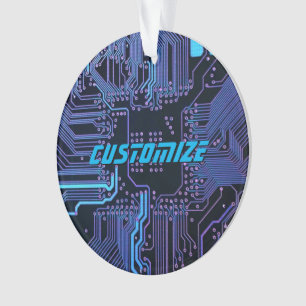 Geek Out Custom PCB Blue Electronic Circuit Board Ornament
