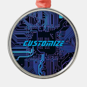 Geek Out Custom PCB Blue Electronic Circuit Board Ornament Aus Metall