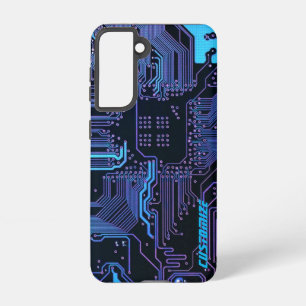 Geek Out Custom PCB Blue Electronic Circuit Board Samsung Galaxy Hülle
