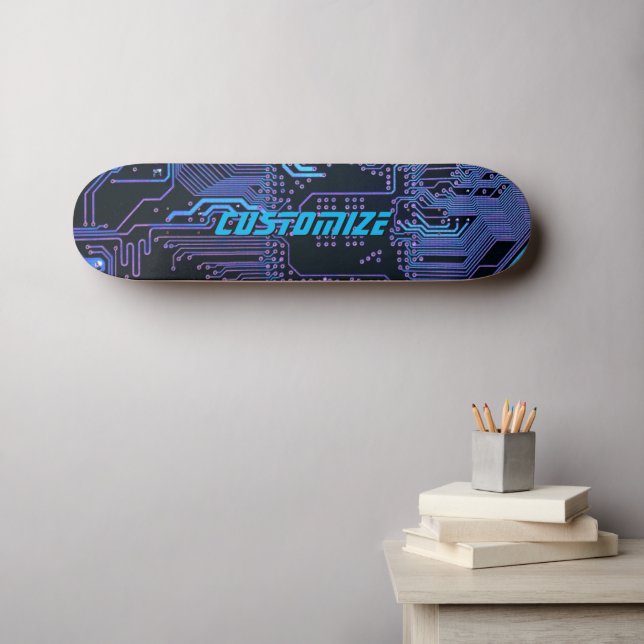 Geek Out Custom PCB Blue Electronic Circuit Board Skateboard (Wandkunst (Horz))