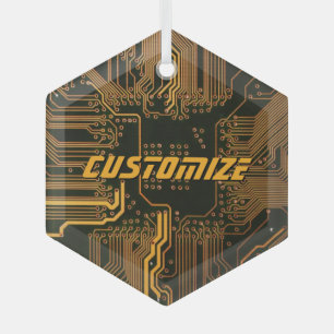 Geek Out Custom PCB Orange Circuit Board Ornament Aus Glas