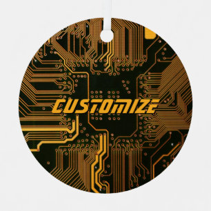Geek Out Custom PCB Orange Circuit Board Ornament Aus Metall