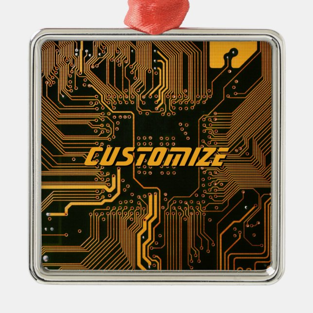 Geek Out Custom PCB Orange Circuit Board Ornament Aus Metall (Vorne)