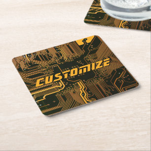 Geek Out Custom PCB Orange Circuit Board Rechteckiger Pappuntersetzer