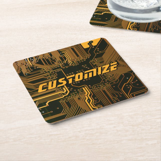 Geek Out Custom PCB Orange Circuit Board Rechteckiger Pappuntersetzer (angewinkelt)