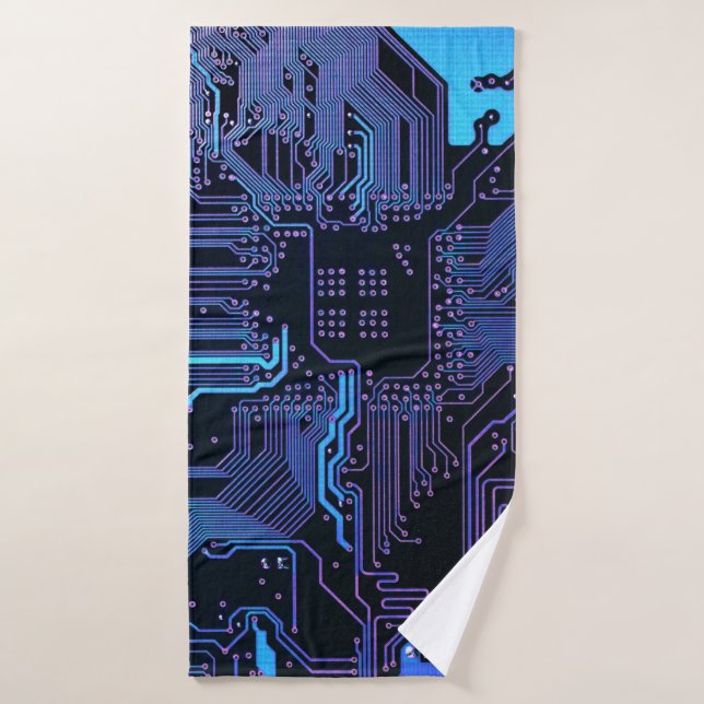 Geek Out Nerd PCB Blue Electronic Circuit Board Badehandtuch (Badehandtuch)