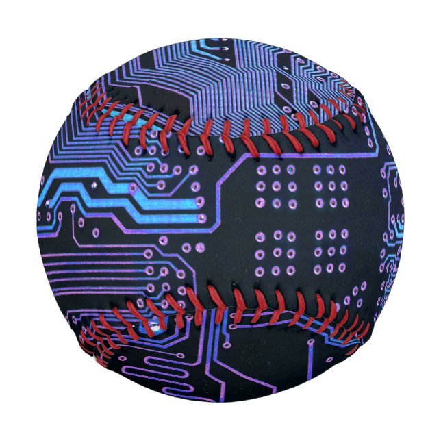 Geek Out Nerd PCB Blue Electronic Circuit Board Baseball (Vorderseite)