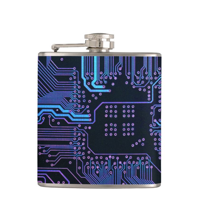 Geek Out Nerd PCB Blue Electronic Circuit Board Flachmann (Vorderseite)
