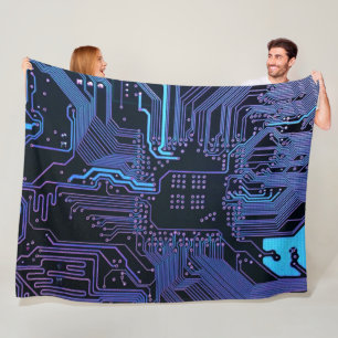 Geek Out Nerd PCB Blue Electronic Circuit Board Fleecedecke