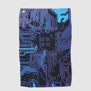 Geek Out Nerd PCB Blue Electronic Circuit Board Golfhandtuch