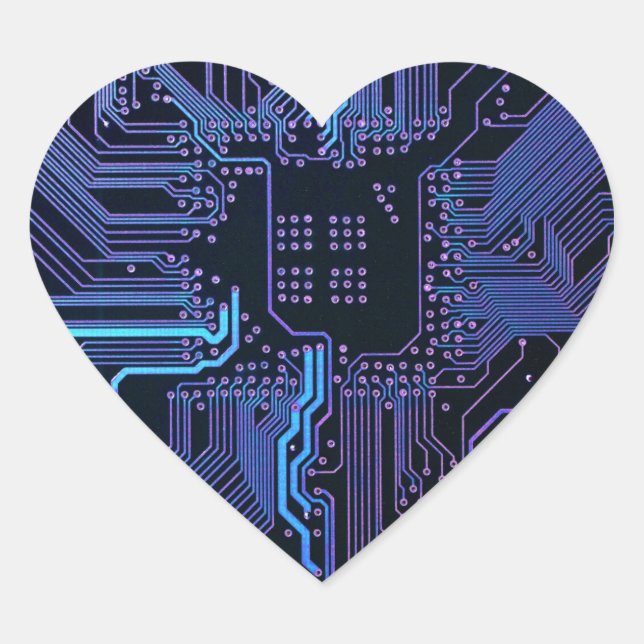 Geek Out Nerd PCB Blue Electronic Circuit Board Herz-Aufkleber (Vorderseite)