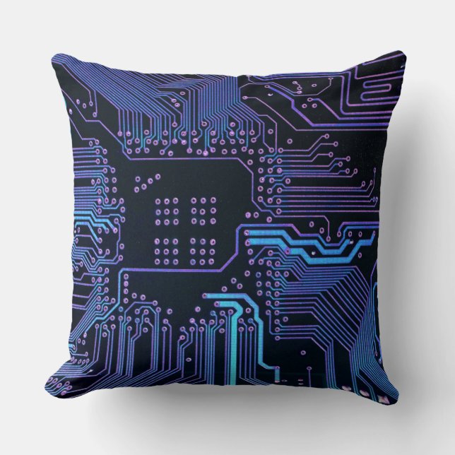 Geek Out Nerd PCB Blue Electronic Circuit Board Kissen (Vorderseite)