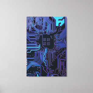 Geek Out Nerd PCB Blue Electronic Circuit Board Leinwanddruck
