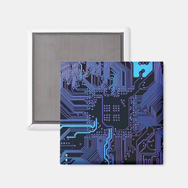Geek Out Nerd PCB Blue Electronic Circuit Board Magnet (Vorderseite/Rückseite)
