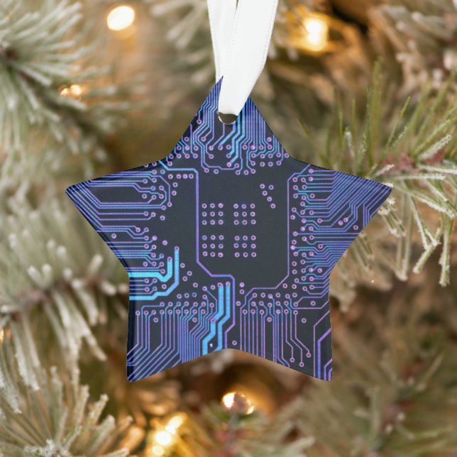 Geek Out Nerd PCB Blue Electronic Circuit Board Ornament (Baum)