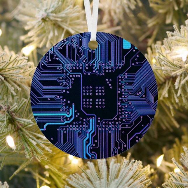 Geek Out Nerd PCB Blue Electronic Circuit Board Ornament Aus Metall (InSitu)