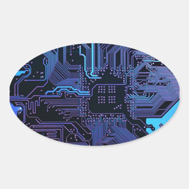 Geek Out Nerd PCB Blue Electronic Circuit Board Ovaler Aufkleber (Vorderseite)
