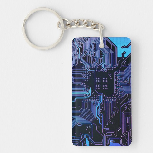 Geek Out Nerd PCB Blue Electronic Circuit Board Schlüsselanhänger (Vorderseite)