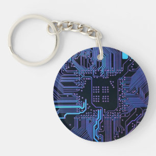Geek Out Nerd PCB Blue Electronic Circuit Board Schlüsselanhänger