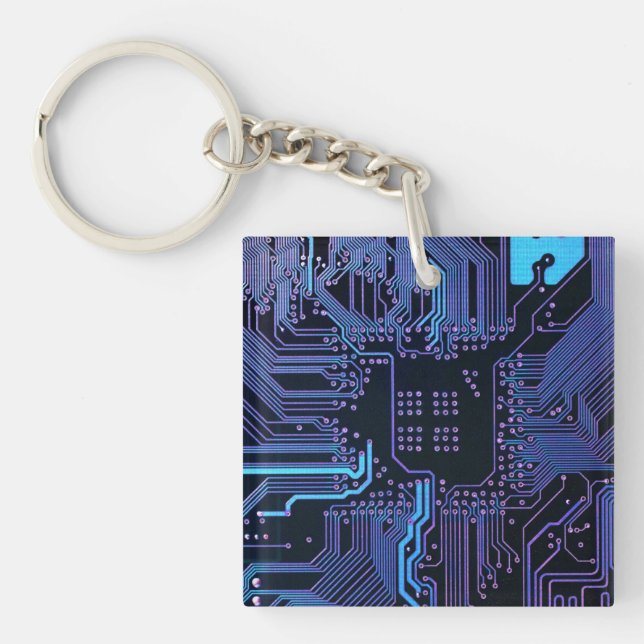 Geek Out Nerd PCB Blue Electronic Circuit Board Schlüsselanhänger (Vorderseite)