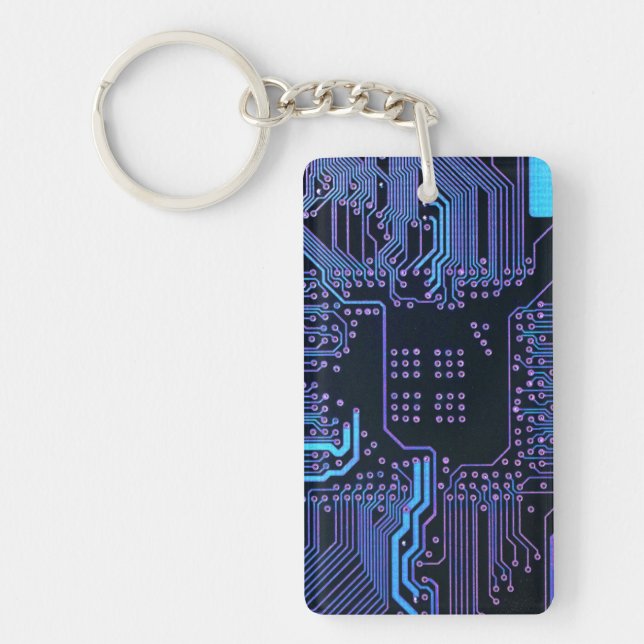 Geek Out Nerd PCB Blue Electronic Circuit Board Schlüsselanhänger (Vorderseite)